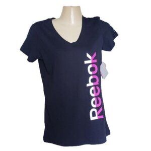 NEW Reebok Tshirt Two Tone Delta Black Athletic Shirt Women's Size XS NWT